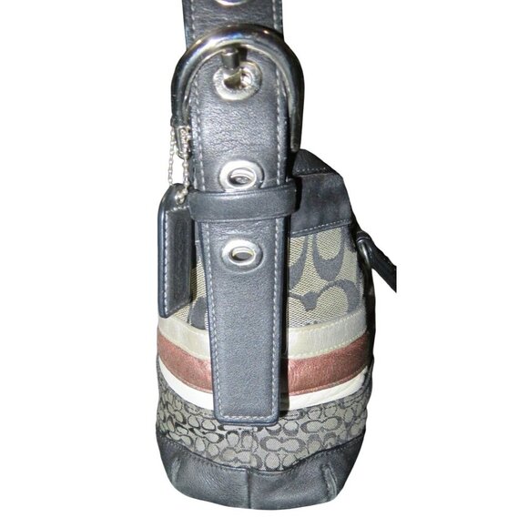 Coach 2007 Signature C Top Handle Striped Canvas & Leather Satchel Shoulder Bag - Picture 3 of 12